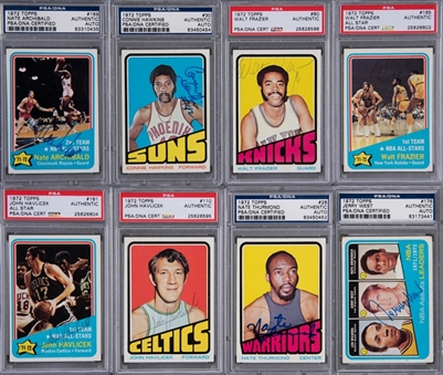 1972/73 Topps Basketball Signed Cards Collection (97 Different) Including 28 Hall of Famers 